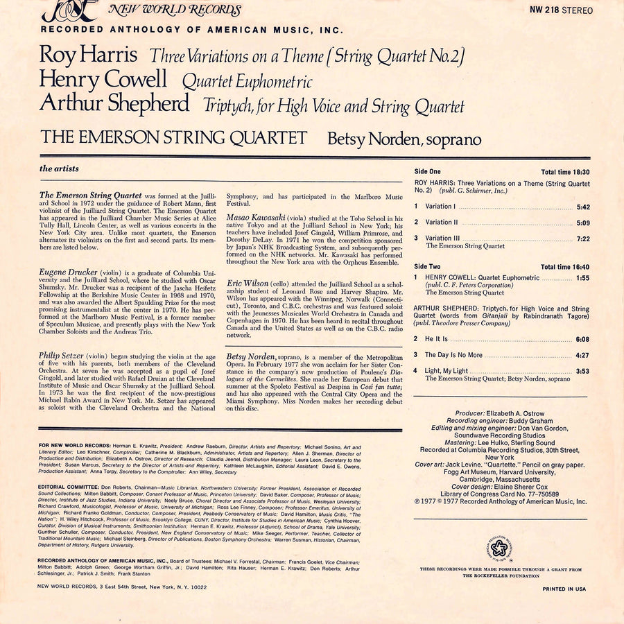 Chamber Works by Shepherd/Cowell/Harris
