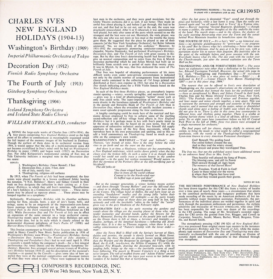 Charles Ives: New England Holidays