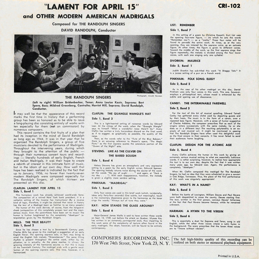 Lament for April 15 – New World Records