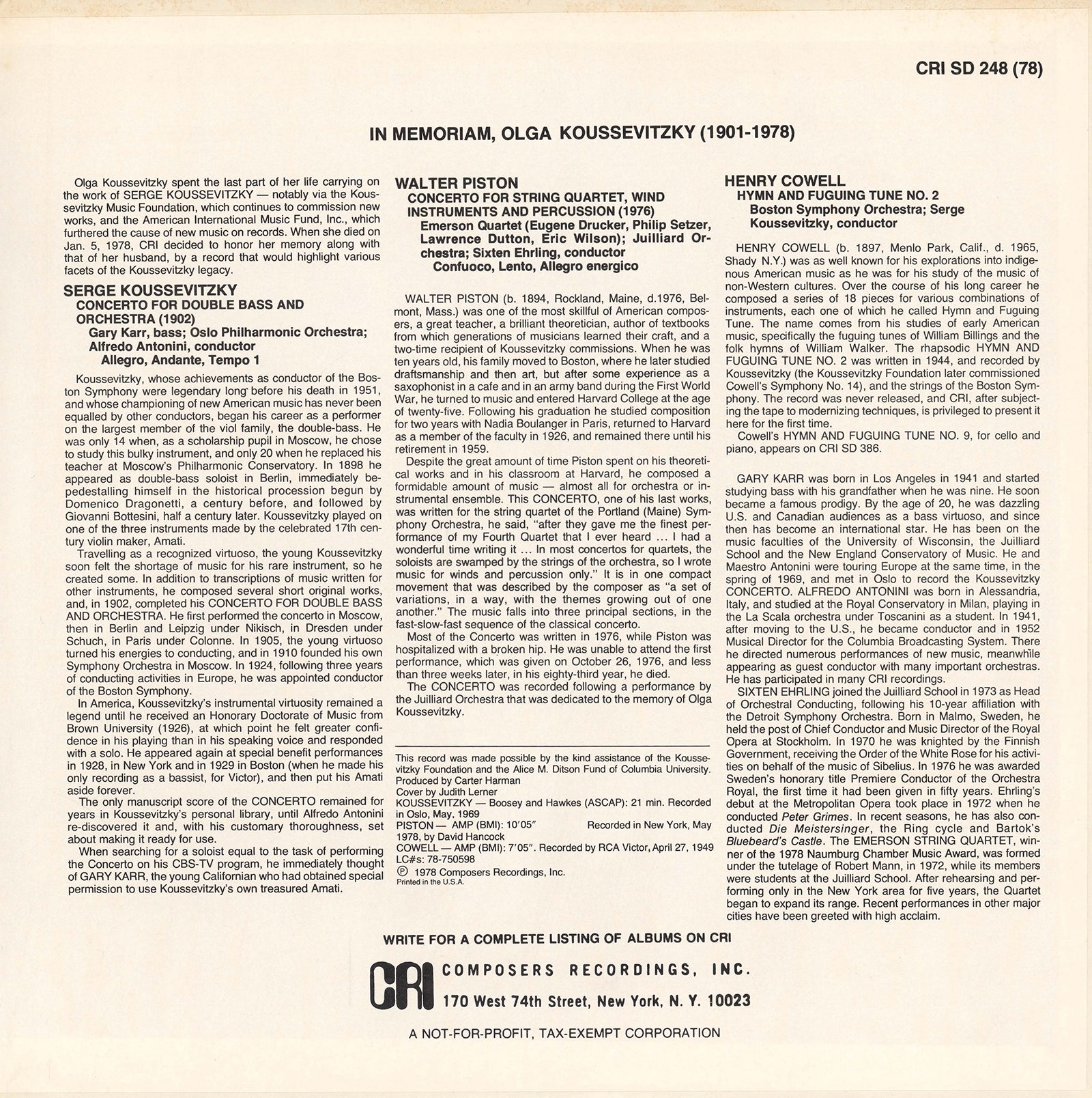 The Koussevitzky Legacy – New World Records