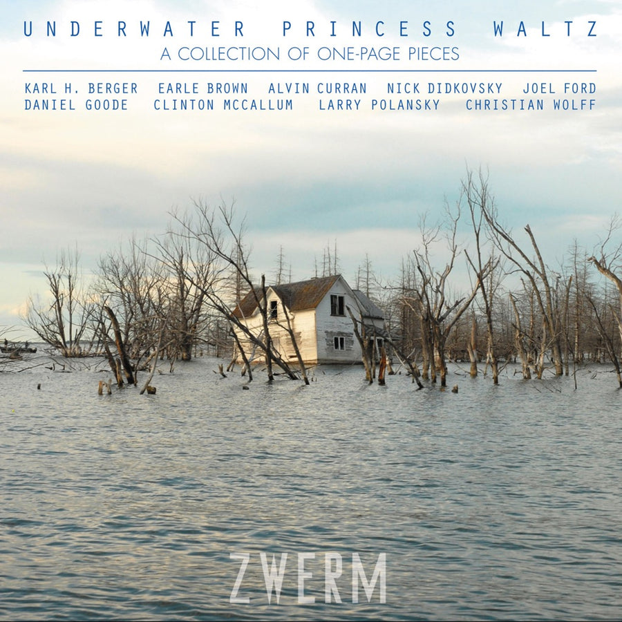 Album cover featuring a house amidst flooded trees, with a title 'Underwater Princess Waltz' and the band name 'ZWERM'.