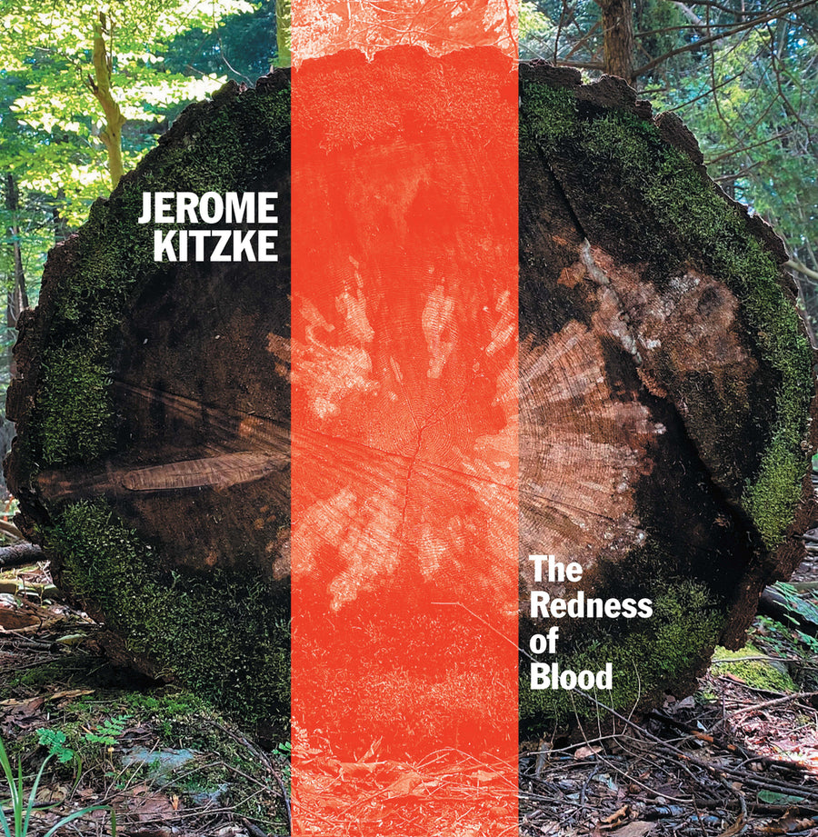 CD cover featuring a natural outdoor scene with a prominent red stripe and the text 'Jerome Kitzke - The Redness of Blood'.
