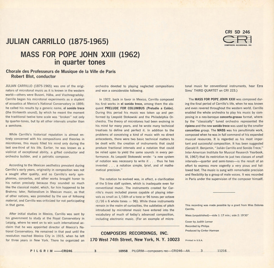 Julián Carrillo: Mass for Pope John XXIII